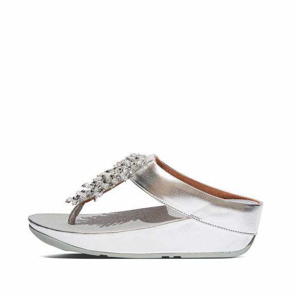 Sandales Entre-Doigts Femme Fitflop Rumba Faux Cuir Argent (PEJ279804)